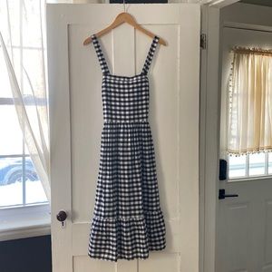 Ann Taylor LoftNWOT Black White Gingham Print Tiered Cross Strap Midi Dress Sz 8